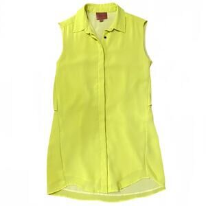 I.Madeline Neon Yellow Mini Tunic Shirt Dress Size Small